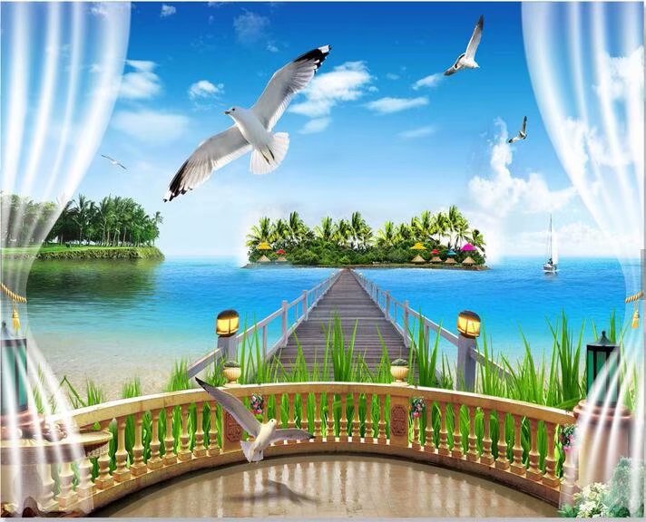窗外海边风景阳台