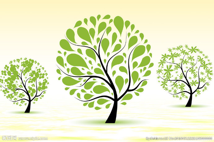 G绿色小树背景墙