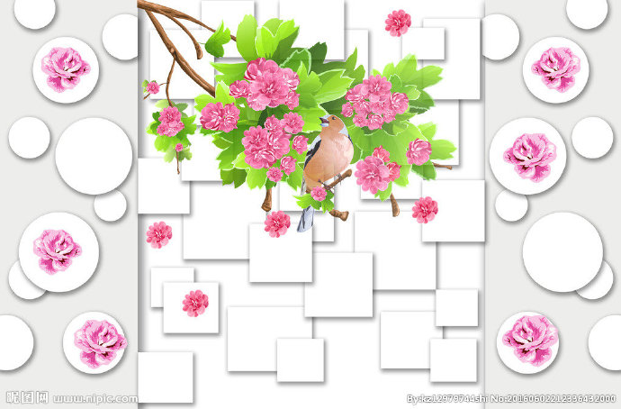 G花鸟电视背景墙