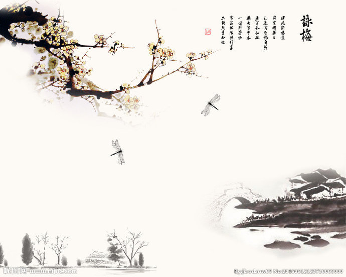 G咏梅水墨画背景