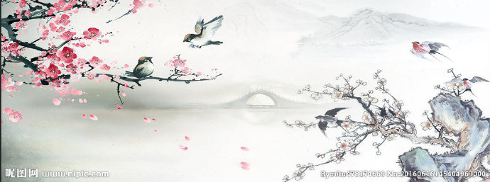 G水墨复古鸟语花