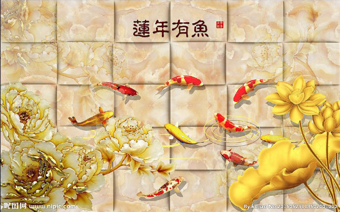 G大理石荷花彩雕