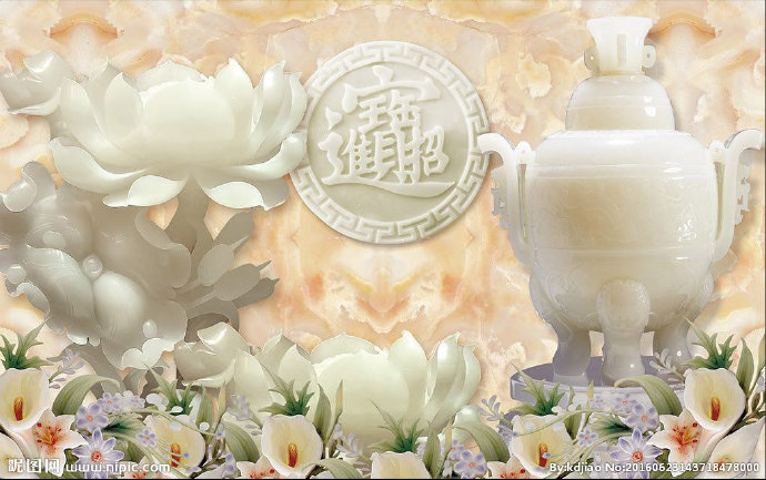 G荷花玉鼎玉雕背