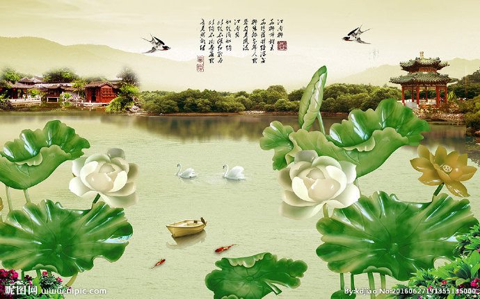 G莲花玉雕背景墙