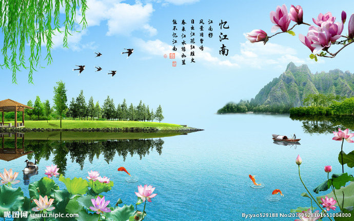 G荷花水墨中国画