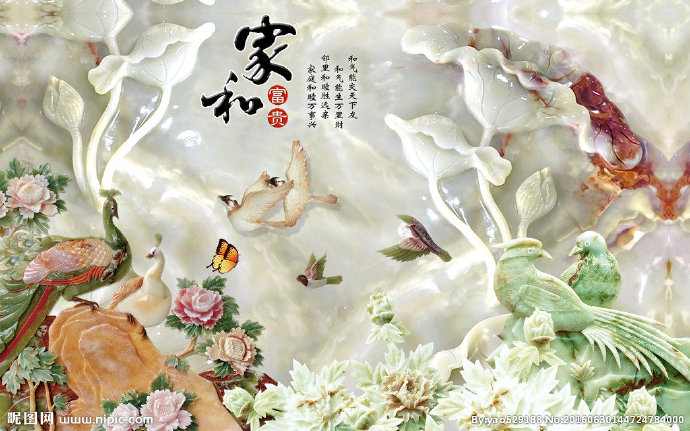 G荷花彩雕背景设