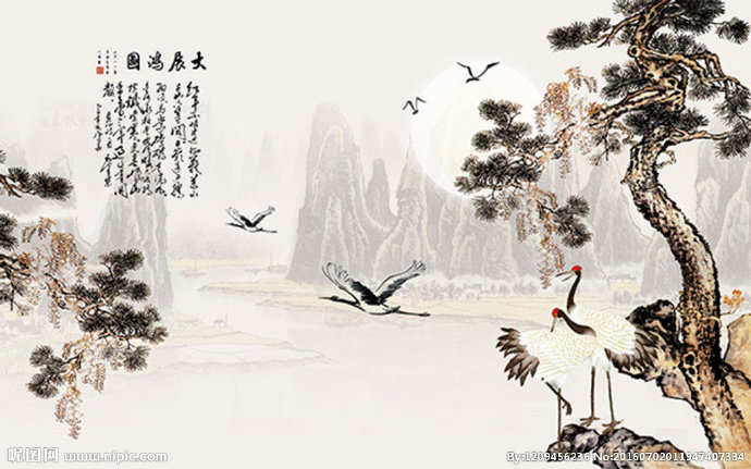 G水墨画背景墙背