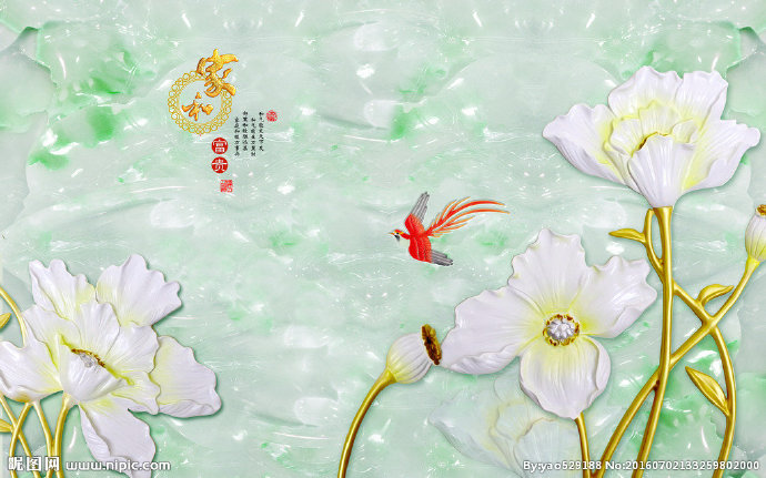 G玉雕电视墙背景