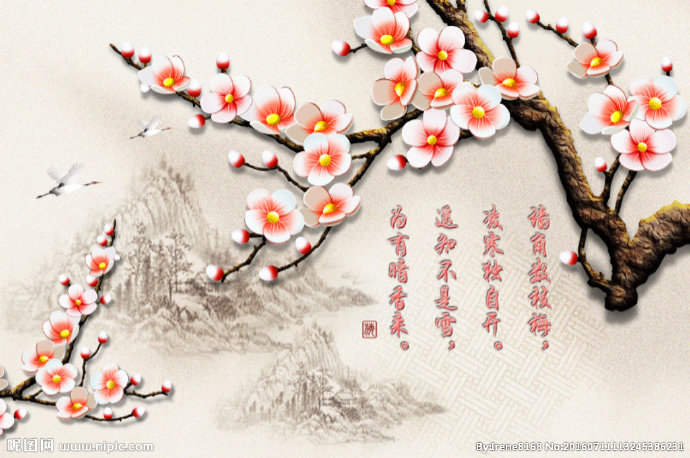 G立体梅花背景墙