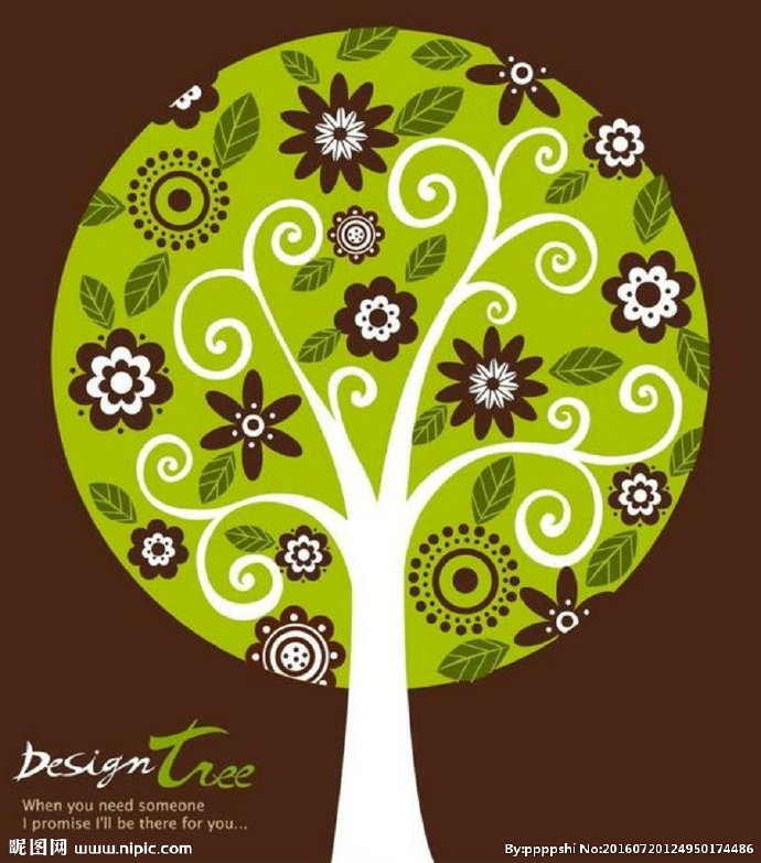 G棕底绿色圆形树