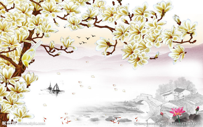 G中国风水墨玉兰