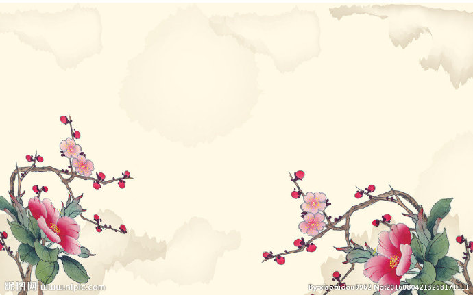 G水墨梅花背景墙