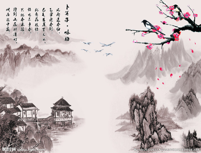 G水墨画咏梅背景