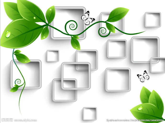 G唯美树叶背景墙