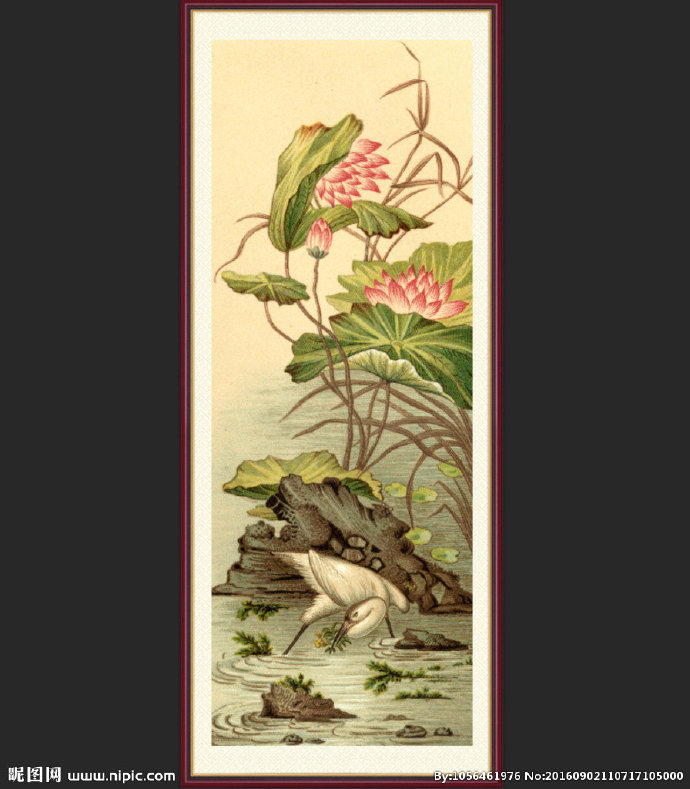 G荷花画背景墙莲
