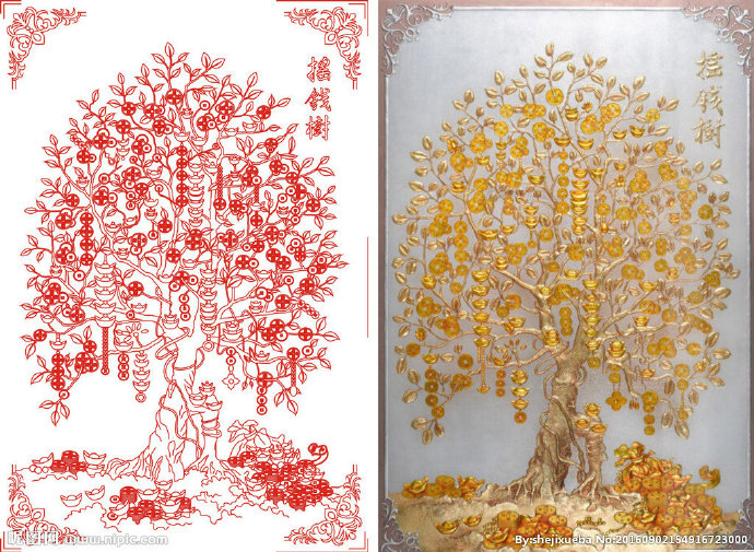 G摇钱树背景墙摇