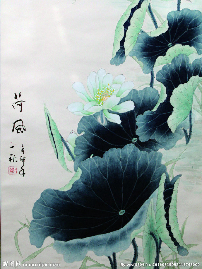G荷花水墨图背景