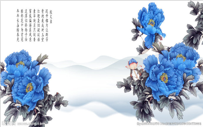G国画牡丹背景墙
