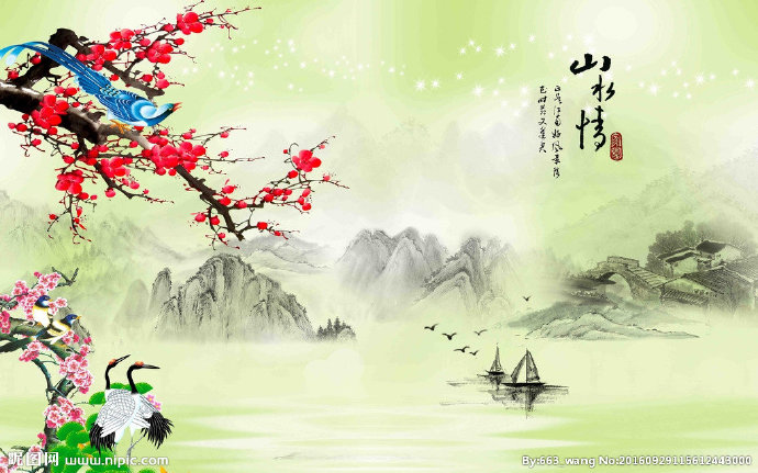 G山水情背景墙背