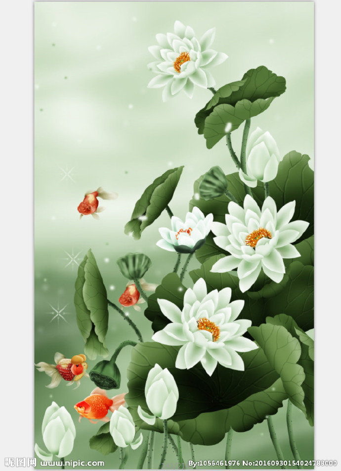 G荷花图背景墙莲