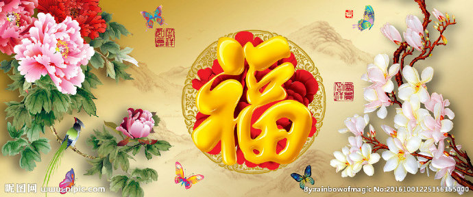 G花开富贵福字十