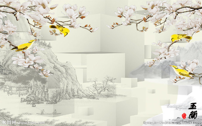 G3D山水玉兰花
