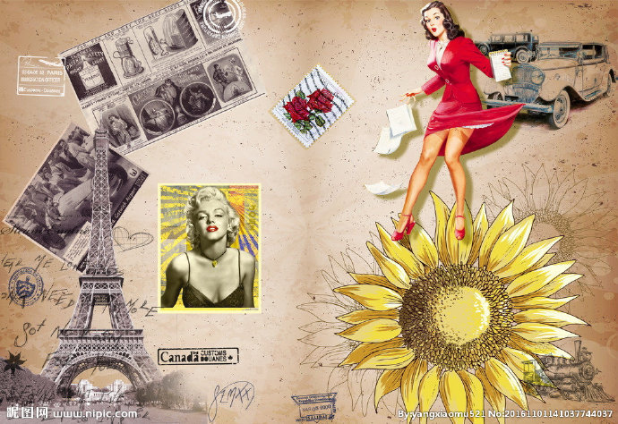 G复古向日葵女郎