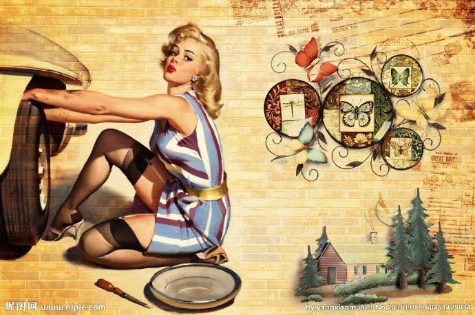 G时尚复古女郎汽