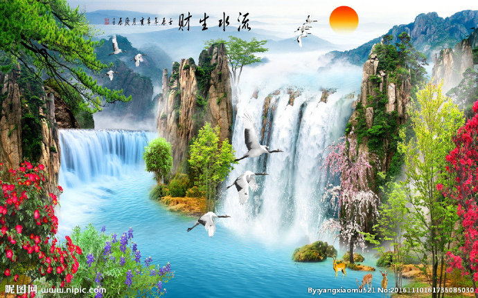 G中式瀑布风景流