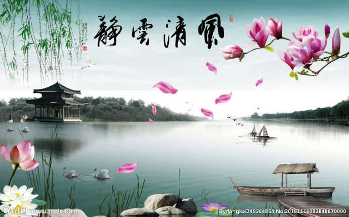 G电视背景墙水墨
