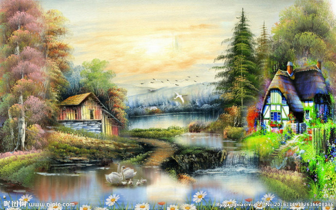G水彩油画风景影