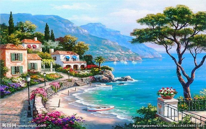 G手绘油画风景大