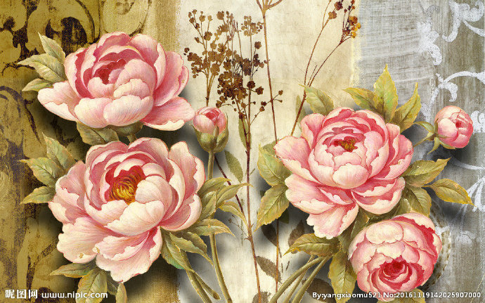 G手绘油画花卉背