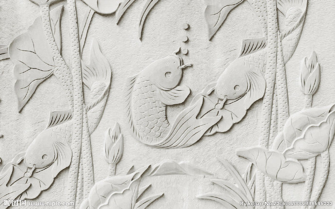 G河池锦鲤浮雕背