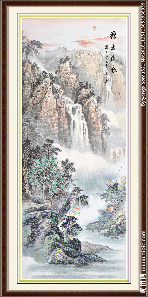 G中式山水瀑布玄