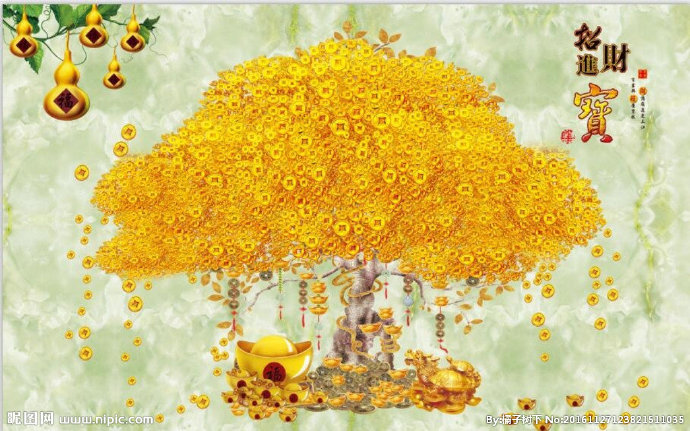 G招财树背景墙背