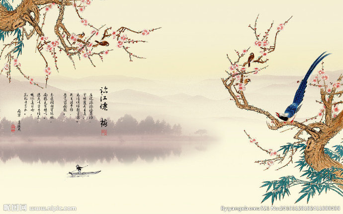 G中式花鸟喜鹊影