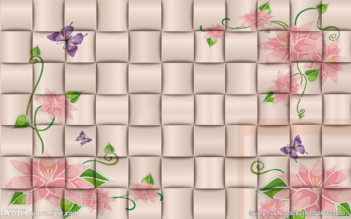 G3D粉红花卉背