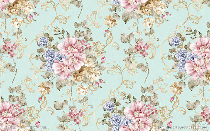 新中式艳丽花鸟花