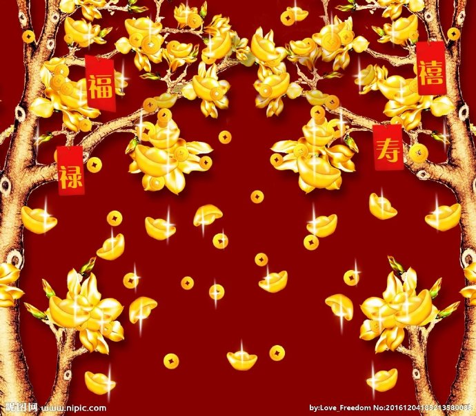 G发财树电视墙背