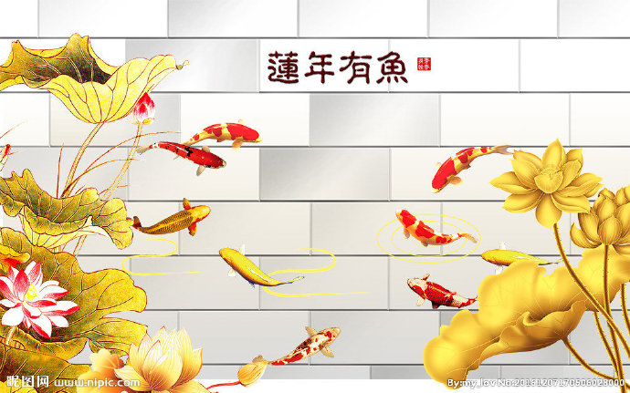 G3D砖墙牡丹图