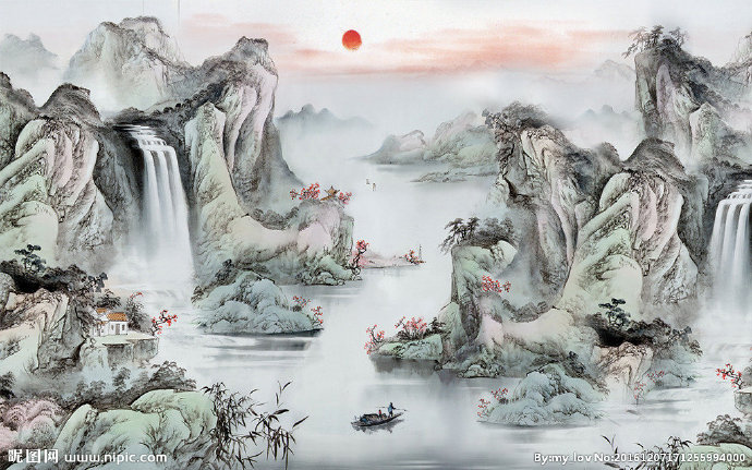 G山水水墨江南图