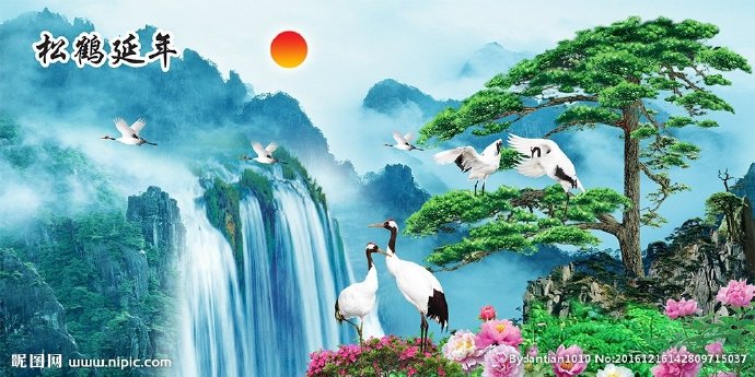 G中式山水松鹤延