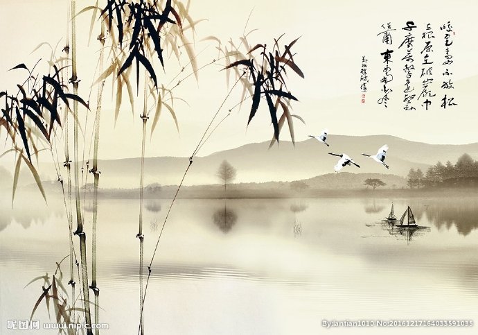 G中式国画竹子仙