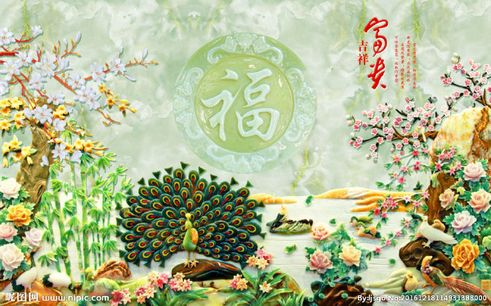 G玉雕电视背景墙