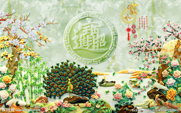 G玉雕电视背景墙