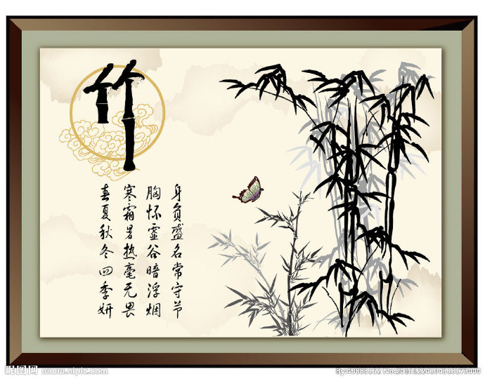 G水墨竹背景墙背