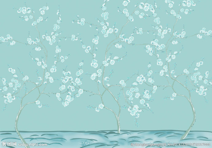 G蓝色梅花背景墙