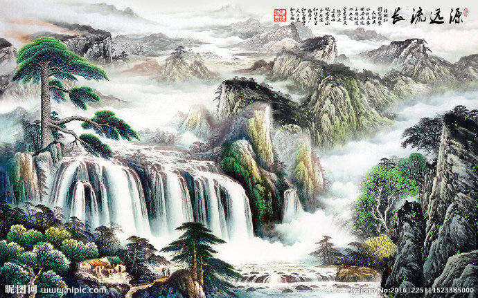 G巨幅山水画客厅