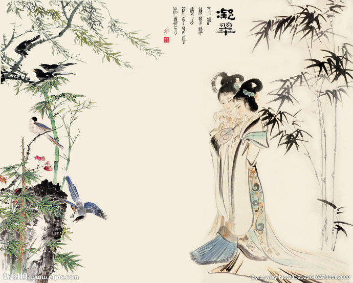 G中式工笔花鸟人